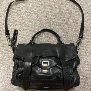 Proenza Schouler medium PS1 satchel with purse strap bag. Black